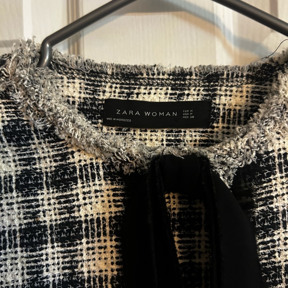 Zara Black and White Checkered  Coat - Picture 4 of 5